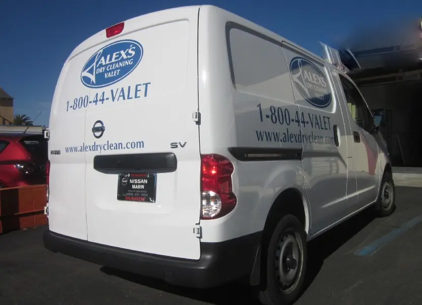 An Alex's Dry Cleaning Valet van used for door-to-door pickup and delivery in San Francisco