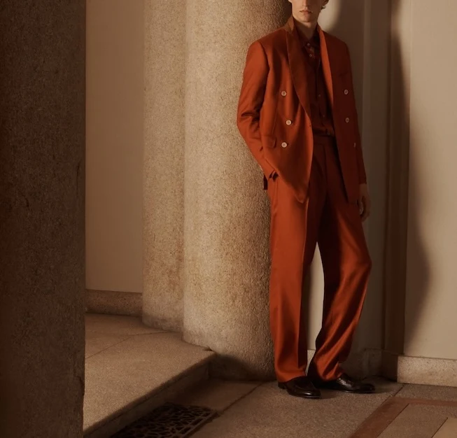 Brioni Double Breasted Orange Hz