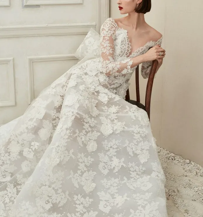 Womens Gown Vert Oscar De La Renta 9 Cropped