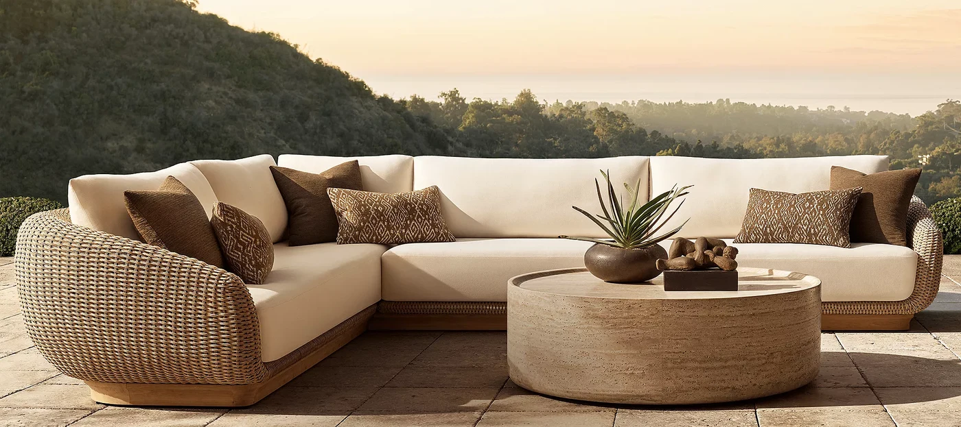 Outdoor patio cushions cleaned and treated with water-repellent fabric protection in San Francisco