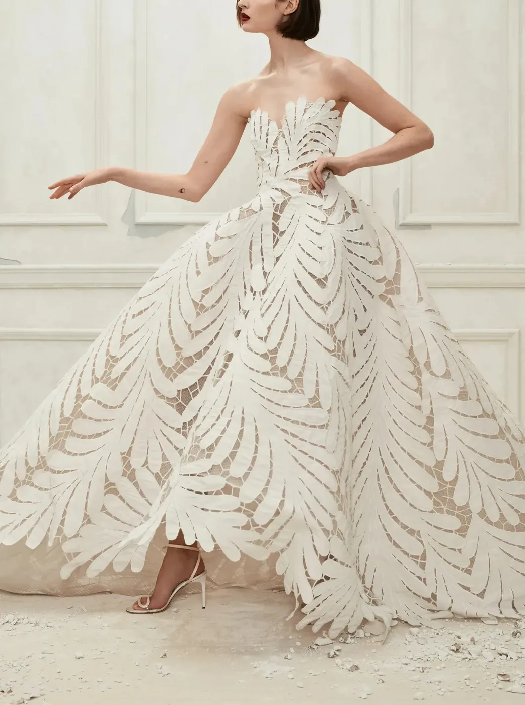 Womens Gown Vert Oscar De La Renta 1 Cropped